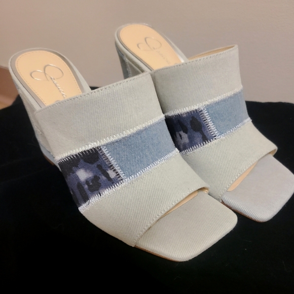 Stylish Jessica Simpson Denim Wedge Sandals - Picture 4 of 9